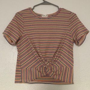 Striped Knotted T Shirt